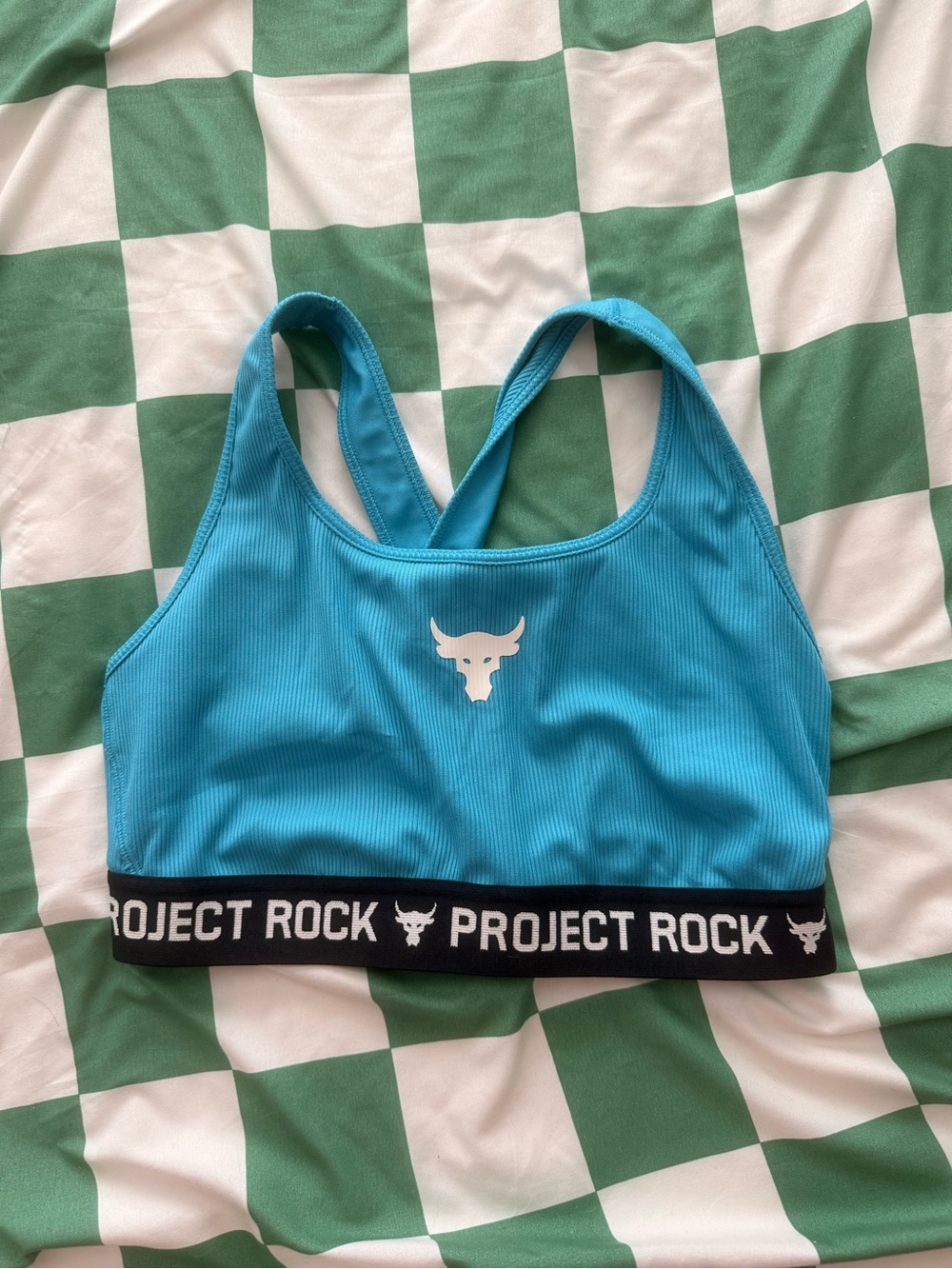 Women's Blue Racerback Crop Sports Bra